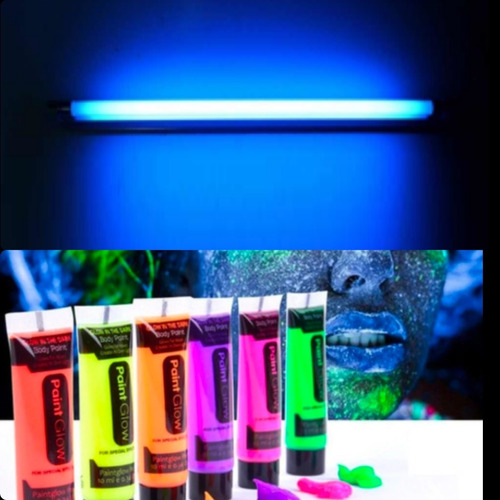 Luz Fluorescente Uv + 12 Pintura Flúor 