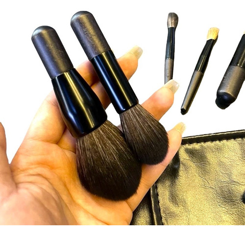 Set Mini 7 Brochas Pinceles + Brochero Negro