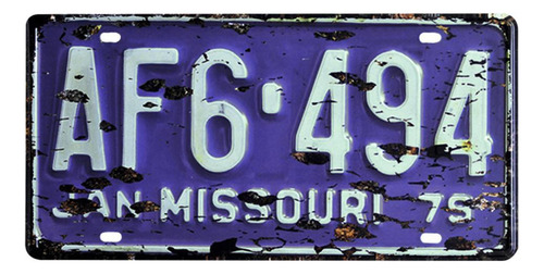 Placa Carro Antiga Decorativa Metálica Missouri 414-34