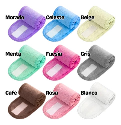 290 Diadema Con Velcro Suave Lavable Color Blanco Maquillaje