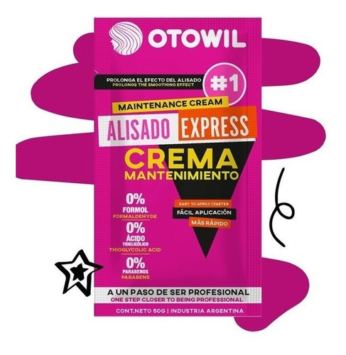 Imagen 2 de 5 de Alisado Express Crema Mantenimiento Sin Formol Caja X10 Uni.