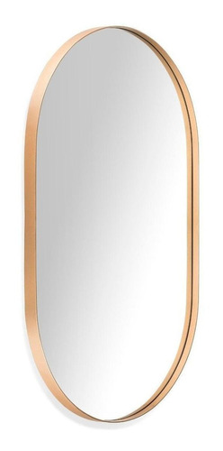 Espelho Oval Com Moldura Dourada