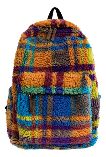 Mochila De Felpa A Cuadros For Mujer Mochila De Lana De Cord