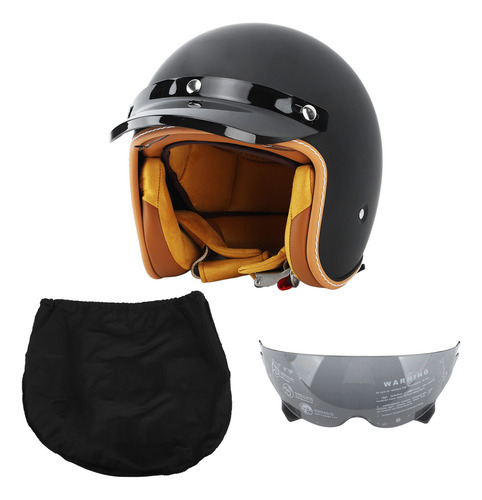 Cascos De Moto Casco De Bicicleta De Estilo Retro Negro Mate