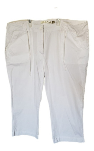 Pantalón Capri, Blanco Mujer. 100% Algodón. Talla 48