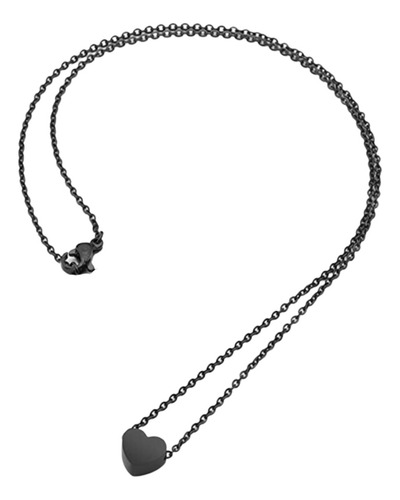Imagen 7 de 8 de Collar Mujer Hombre Corazón Mini Minimalista Acero Negro