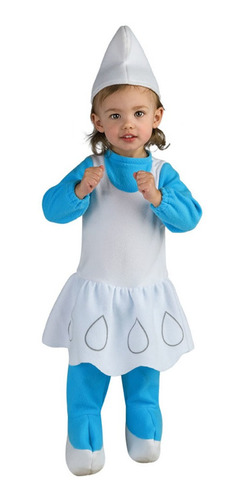 Disfraz Talla Toddler(2-4) Para Niña De Pitufina Halloween