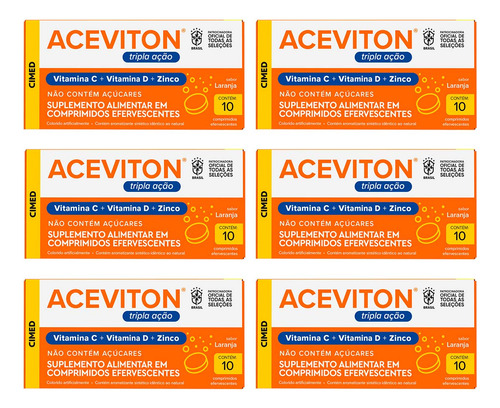 Kit 6 Unidades Aceviton Tripla Açao 10 Cpr Efervecente Sim