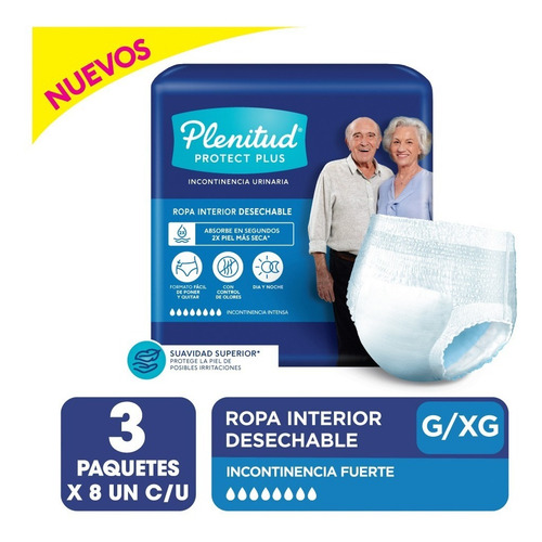 Imagen 2 de 3 de Ropa Interior Plenitud Protect Plus X 8 Unidades Pack X 3