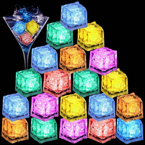 Cubo Hielo Iluminado 24 Led Multicolor Para Bebida Sensor
