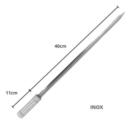 Kit 6x Espetos Inox 40cm Mais Pegador De Carnes, Churrasco