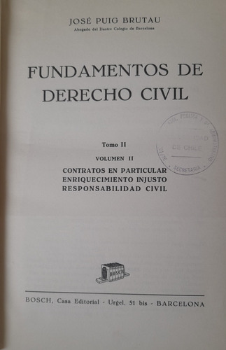 Fundamentos De Derecho Civil Tomo Ii Vol Ii J. Puig Brutau