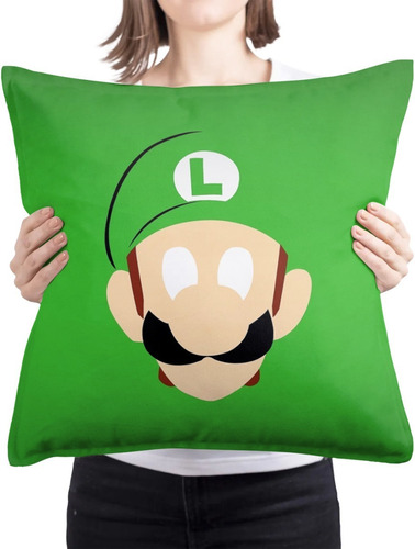 Cojin Decorativo Luigi Face Super Mario Nintendo Almohada