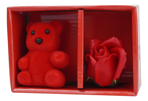 Caja De Regalo Oso Con Rosa Obsequio Osito + Flor Rojo