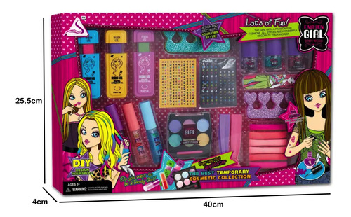 Set Decoración Uñas Para Niñas Con Tiza Para Cabello Labial
