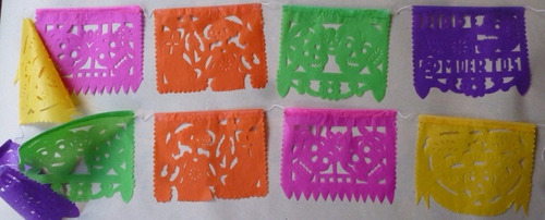 5 Pte Mini Papel Picado China Dia De Muertos 11x8cm Cenvio