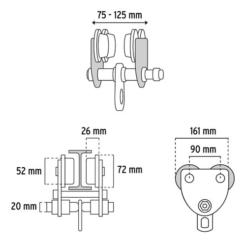 Trole Carga Vigas Ips E Ipr Ajustable 1/2 Ton Truper Tro-1/2
