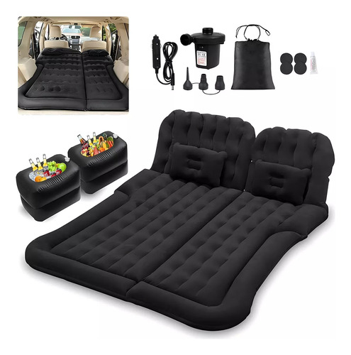 Colchon Inflable Con Compresor 12v Y 2 Almohadas Para Auto