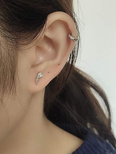 Cz Feather Tiny Cubic Zirconia Stud Aretes Para Mujeres De