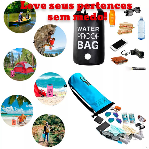 Bolsa Impermeável Resistente 5 Litros Camping Aventuras Preto