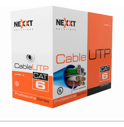 Rollo De Cable Utp Cat6 Nexxt 305 Metros Color Azul 100% Cob