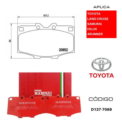 Pastillas Delanteras De Frenos Toyota Land Cruiser 4.0 80-92