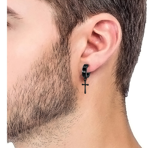Aros Colgantes Cruz De Acero Inoxidable Set X 2 Unidades