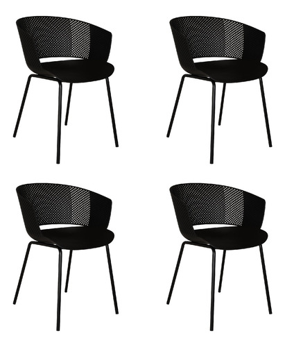 Silla Comedor Plos Capri Set X4 Negro