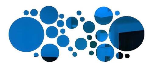 Set Acrilico Decorativo Azul Espejo Oval Con Adhesivo Pared