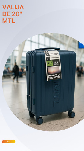 Valija Carry On 20 Pulgadas Mtl Abs Rígida Color Azul Oxford Ruedas Dobles 360° Liviana Resistente Equipaje De Mano Diseño Moderno Candado Tsa Organización Eficiente Viajes Negocios Placer Reforzada