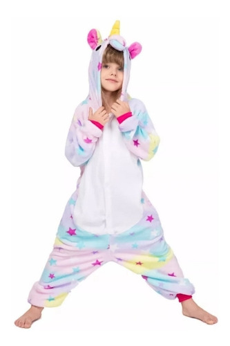 Imagen 1 de 4 de Pijama Kigurumi Unicornio Con Estrellitas Para Niños Y Niñas