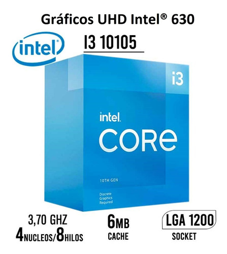 Procesador Intel Core I3-10105 Caché De 6mb, Hasta 4.40 Ghz