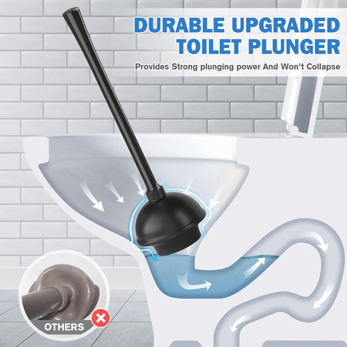 Cepillo Escobilla Sopapo Inodoro Baño Set Limpieza 2 En 1 Negro