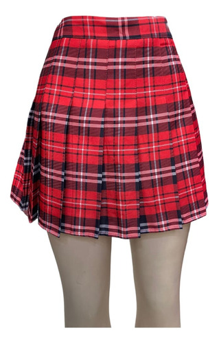 Falda Short Minifalda Plisada A Cuadros De Estilo Coreano