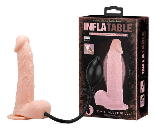Pene inflable con glande que sobresale y células estimulantes