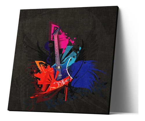 Cuadro Canvas Guitarra Rock Colores 40x40 Cm 