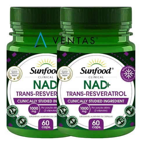 Nad + Trans Resveratrol - 120 Cápsulas Sunfood