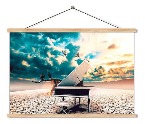 Pergamino Poster De Papel Fotográfico Piano Con Aves 60x90cm