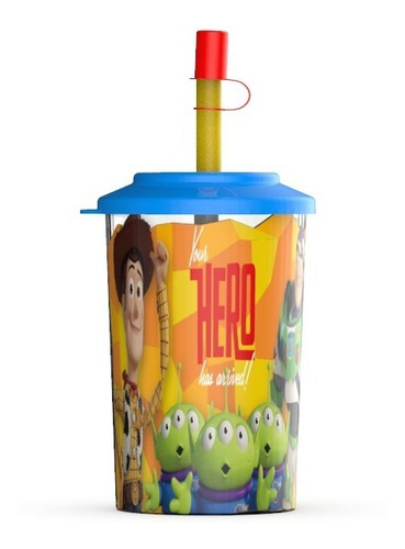 Vaso Toy Story 4 Con Tapa Y Sorbete 240cc Licencia Original