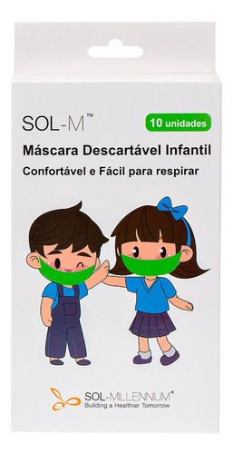 Imagem 2 de 7 de 10 Máscaras Descartáveis Tripla Camada Infantil Verde