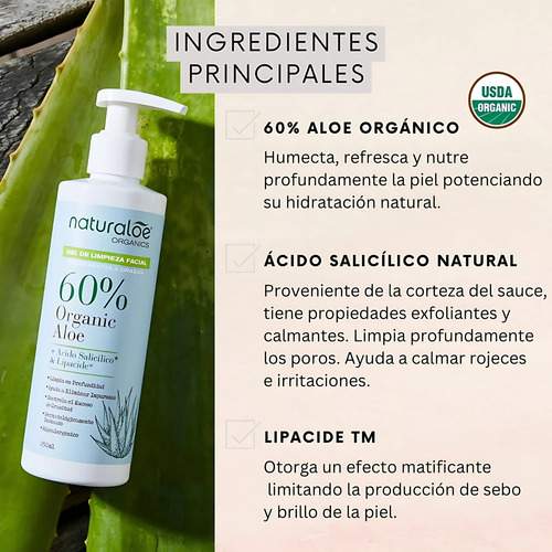Naturaloe Gel De Limpieza Facial Piel Mixta A Grasa 250 Ml