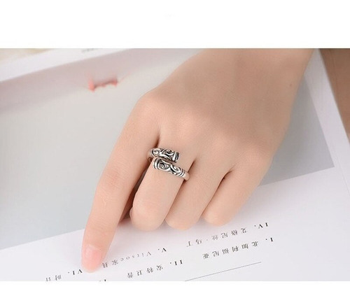 Imagen 6 de 7 de Anillo De Plata Para Mujer De Moda Ajustable Retro Regalo