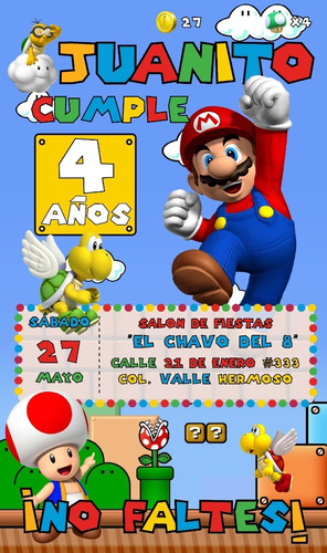 Invitación Digital Mario Bros