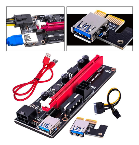 Pci-e Riser De 1x A 16x Extensão Para Gpu Cabo Usb Vermelho