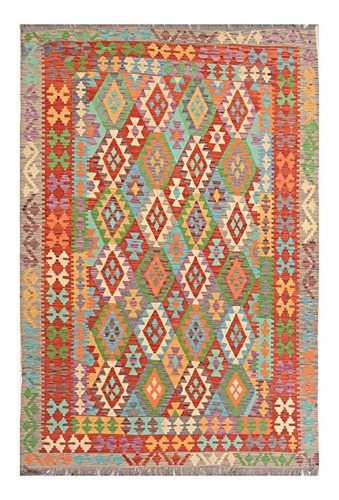 Preciosa Alfombra Kilim Afgana 100% Lana 300×200 Cm