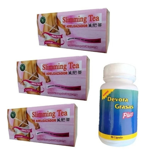 3 Te Adelgazante Slimming + 1 Devorador De Grasas 60 Capsula