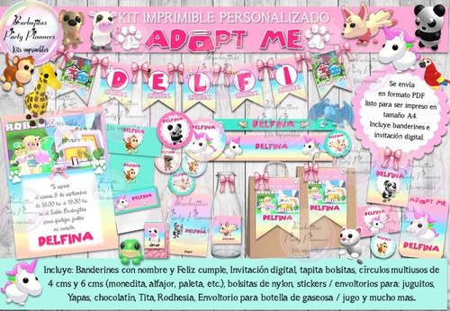 Kit Imprimible Candy Bar Adopt Me Roblox Personalizado