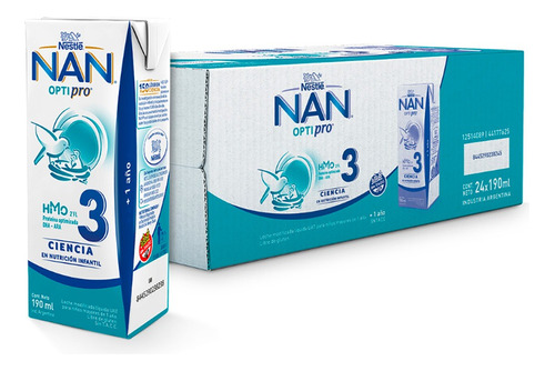 Leche Líquida Nestlé Nan Optipro 3 Por 24 Unidades De 190ml
