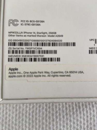 Iphone 14 Starlight 256gb - Muy Poco Uso - Bateria Al 92% Crema (Usado)