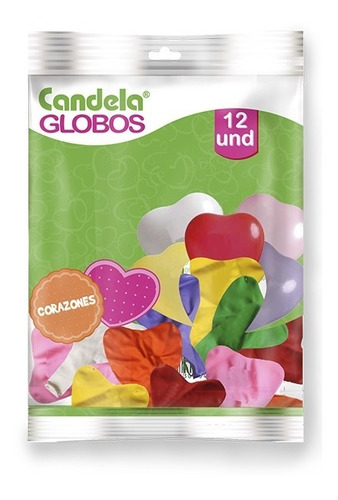 Globos Latex Forma Corazon X 12 U - Lollipop